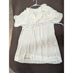 Pretty sheer gauzy ivory secretary style blouse by Nina size Small